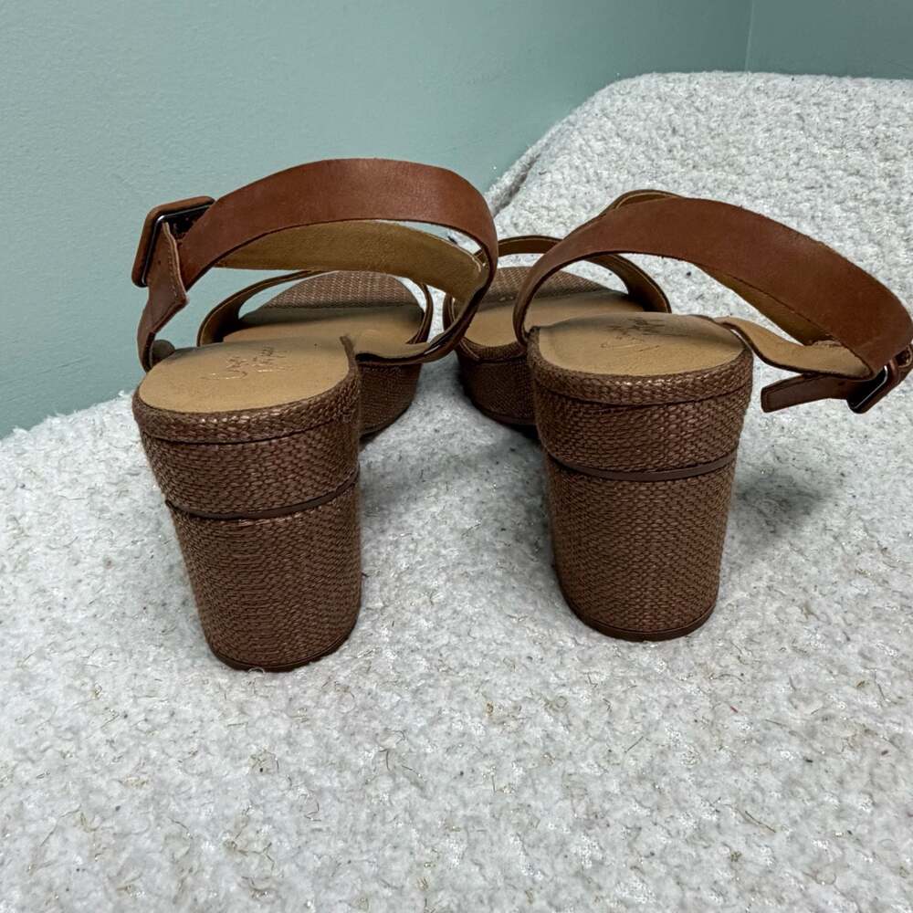 Crown Vintage Elese Leather Ankle Strap Wedge Sandals Size 9.5 M Summer Beach - Picture 4 of 9